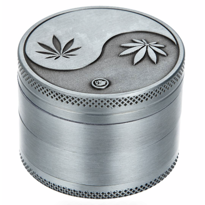 GRINDER FIREFLOW SILVER YIN YANG LEAF