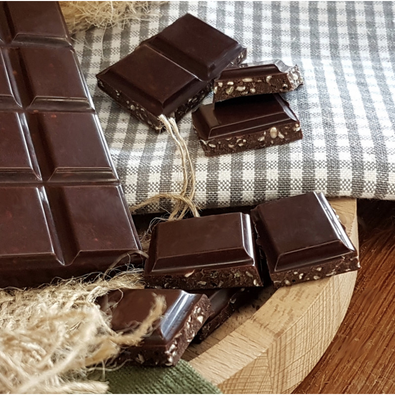 Chocolat noir artisanal au chanvre biologique
